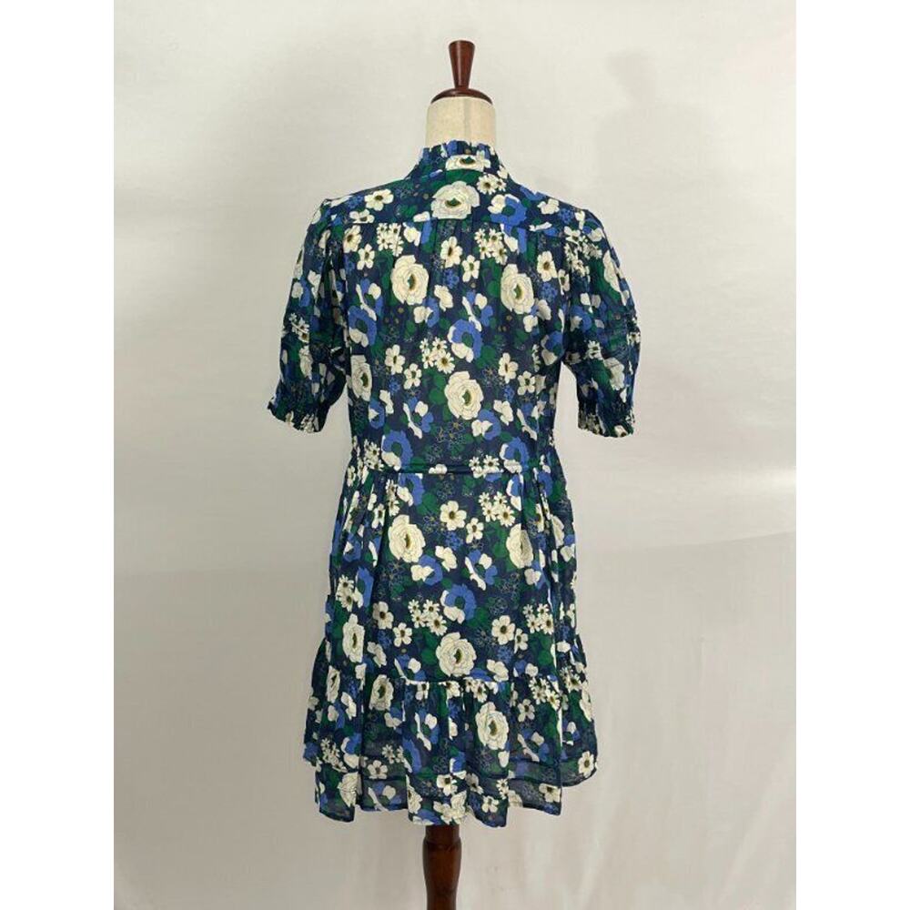 Trovata Blue Floral Mini Dress with White & Green Accents - Picture 6 of 14